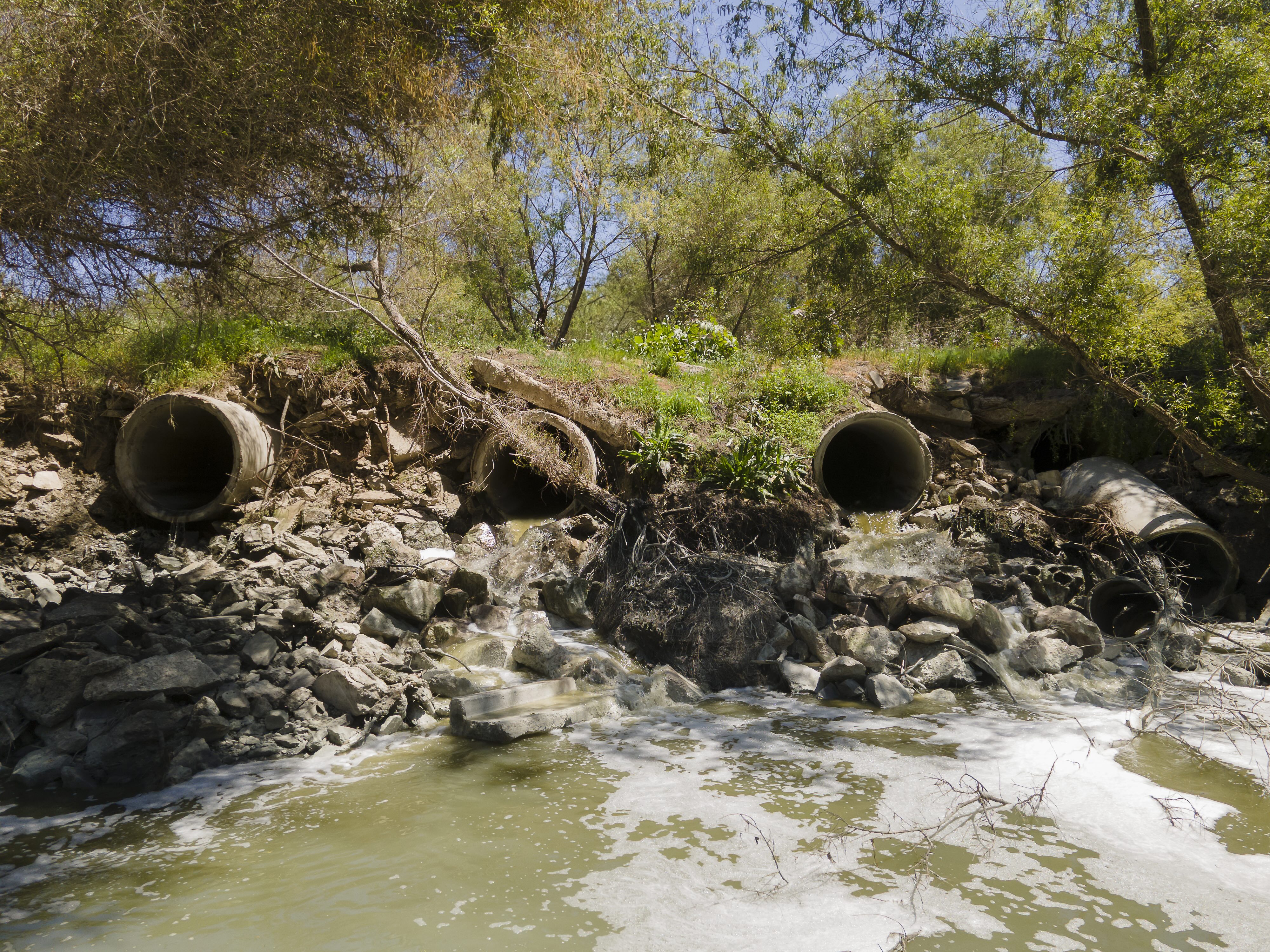 Sewage flowing into a Tijuana River tributary 